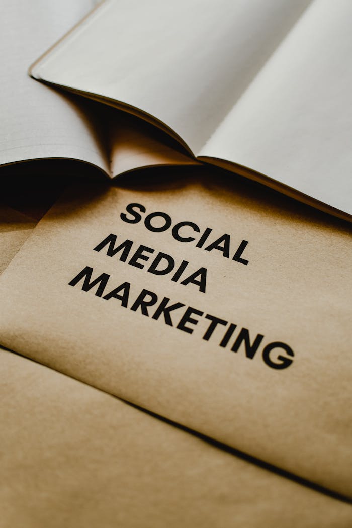 trusted-partner Close-up of brown envelopes with 'Social Media Marketing' text, ideal for startup themes.